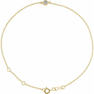 14K Yellow Natural White Sapphire Bezel-Set Solitaire 6 1/2-7 1/2" Bracelet