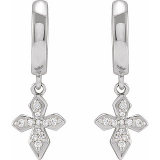 Sterling Silver 1/10 CTW Natural Diamond Cross Hoop Earrings