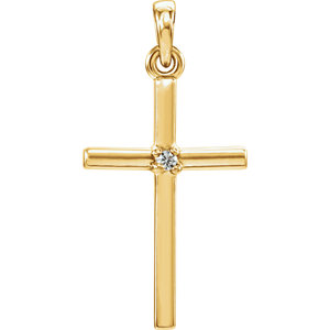 14K Gold 22.65x11.4 MM White Sapphire Cross Pendant