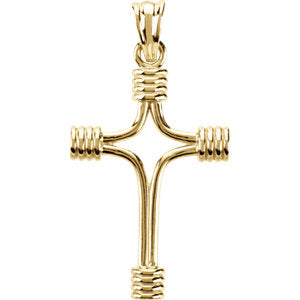 14K Gold 33.75x23.25 MM Tubular Cross Pendant