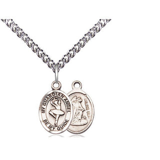 Sterling Silver Guardian Angel Dance Medal Religious and Catholic Jewelry