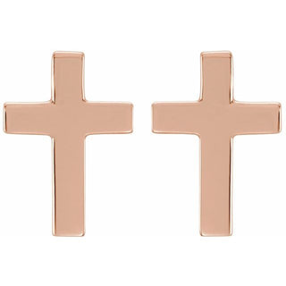 14K Rose 10x6 mm Cross Earrings
