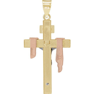 14K Yellow/White/Rose  35x22.25 mm Crucifix Pendant 