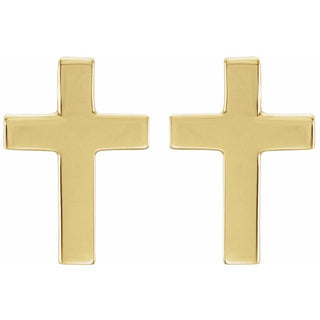 14K Yellow 10x6 mm Cross Earrings