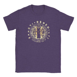 St. Benedict Medal Gold on Black T-Shirt