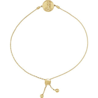14K Yellow  Aphrodite and Venus Coin Bolo 9.5" Bracelet