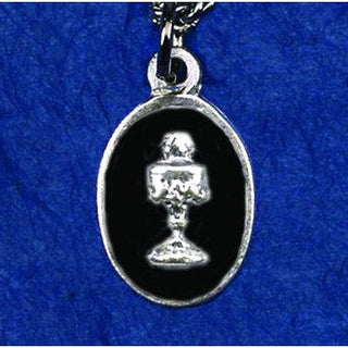Black Enameled Oval Chalice Medal With Chain - Pack of 3