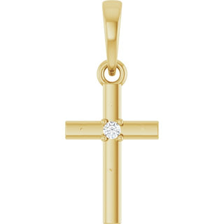 14K Yellow .015 CT Natural Diamond Cross Pendant