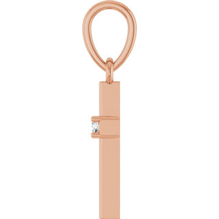 14K Rose .015 CT Natural Diamond Cross Pendant
