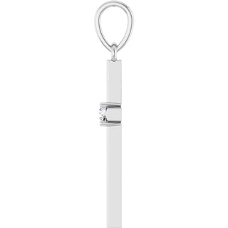 14K White .06 CT Natural Diamond Cross Pendant