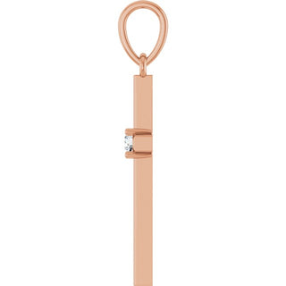 14K Rose .06 CT Natural Diamond Cross Pendant