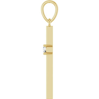 14K Yellow .06 CT Natural Diamond Cross Pendant