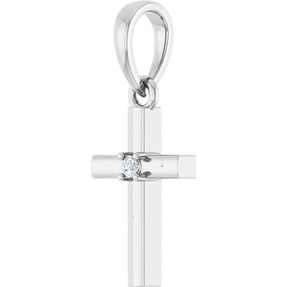 Platinum .015 CT Natural Diamond Cross Pendant