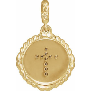 14K Yellow .04 CTW Natural Diamond Cross Rope Pendant