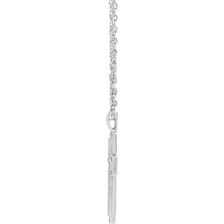 14K White Textured Cross 18" Necklace
