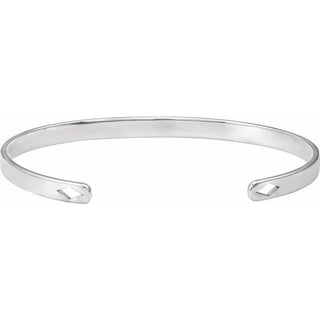 14K White Engravable Diamond Pierced Cuff 7" Bracelet