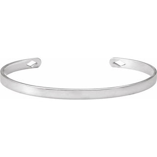 Sterling Silver Engravable Diamond Pierced Cuff 7" Bracelet