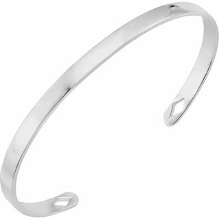 Sterling Silver Engravable Diamond Pierced Cuff 7" Bracelet