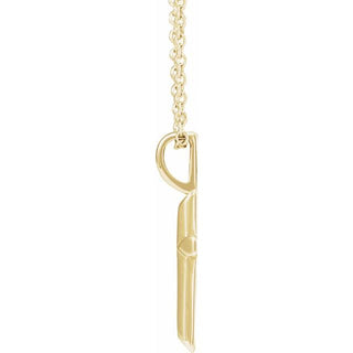 14K Yellow Knife-Edge Cross 16-18" Necklace