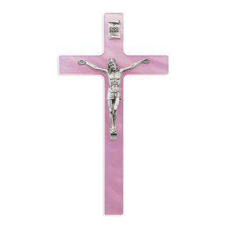 7" Pink Pearlized Baby Crucifix