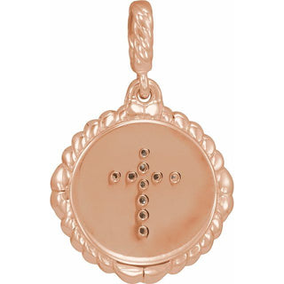 14K Rose .04 CTW Natural Diamond Cross Rope Pendant