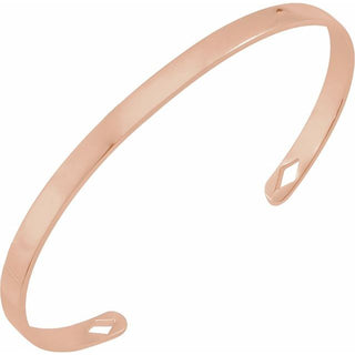 14K Rose Engravable Diamond Pierced Cuff 7" Bracelet