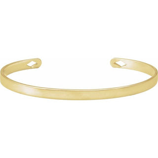 14K Yellow Engravable Diamond Pierced Cuff 7" Bracelet