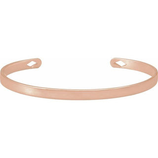 14K Rose Engravable Diamond Pierced Cuff 7" Bracelet
