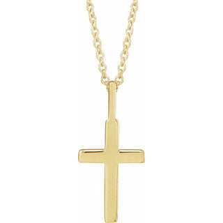 14K Yellow Knife-Edge Cross 16-18" Necklace