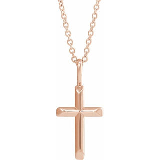 14K Rose Knife-Edge Cross 16-18" Necklace