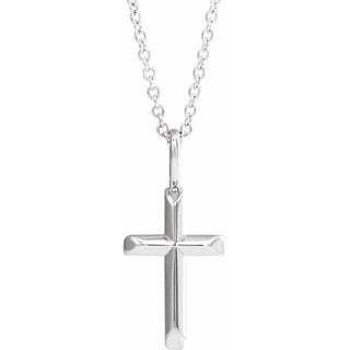 Platinum Knife-Edge Cross 16-18" Necklace