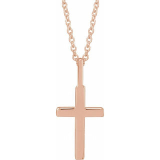 14K Rose Knife-Edge Cross 16-18" Necklace