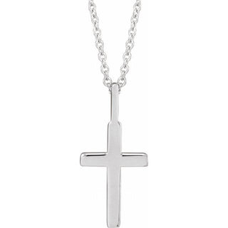 Sterling Silver Knife-Edge Cross 16-18" Necklace