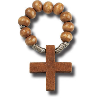 Light Brown Wood Rosary Ring 25-Pack