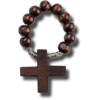 Dark Brown Wood Rosary Ring 25-Pack