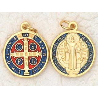 12-Pack - 3/4 inch Enameled St Benedict Pendant Gold Plated - main product image | CatholicShop.com