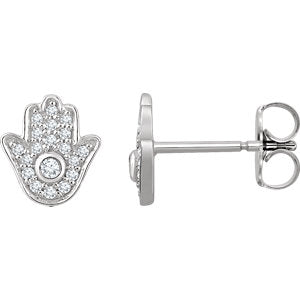 14K White 1/5 CTW Diamond Hamsa Earrings