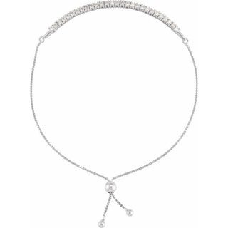 14K White 1 CTW Lab-Grown Diamond Bolo 9 1/2" Bracelet