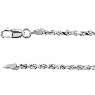 7 Inch Diamond Cut Rope Bracelet With Lobster Clasp 14K White Gold Ch949 109 P