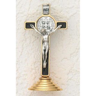 3" Gold/Black St Benedict Cross on Gold Base