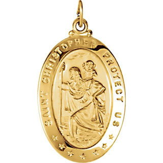14K Yellow 29x20 mm Oval Saint Christopher Medal