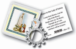 Our Lady Of Fatima Rosary Ring And Prayer Card 10-Pack