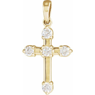 14K Yellow 1/6 CTW Natural Diamond Cross Pendant
