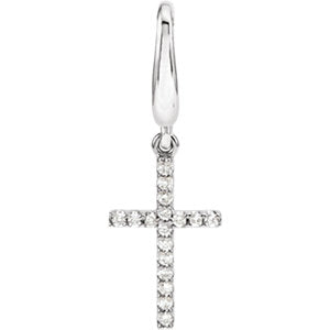 14K White .08 CTW Diamond Petite Cross Charm