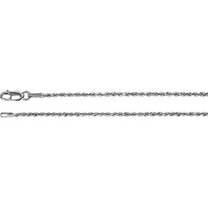 16-inch Diamond Cut Rope Chain with Lobster Clasp - 14K White Gold