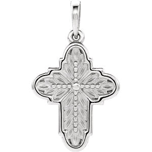 Sterling Silver Ornate Leaf Cross Pendant