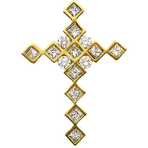 14K Gold .66 CTW Diamond Cross Pendant