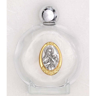 3-pack - Large 4 oz Saint Therese of Lisieux Glass Holy Water Bottle with Two Tone Medal