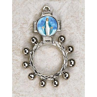 Bulk Lady of Grace Finger Rosary. Silver Tone