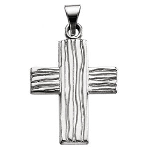 14K White 26x19 MM The Rugged Cross Pendant